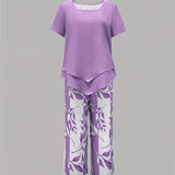 Avy™ | Conjunto Casual de Dos Piezas con Estampado de Hojas