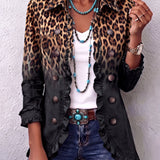 Sabina | Chaqueta Blazer Leopardo Negro con Volantes