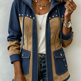 Dolores | Chaqueta con Capucha en Marino y Camel